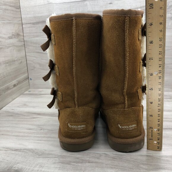 Koolaburra Boots Kids Girls 2 Brown Suede Pull On Lined Winter - Picture 8 of 11